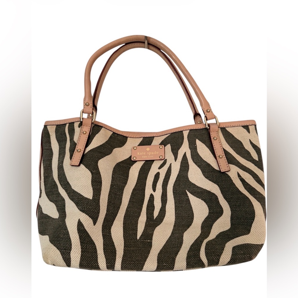 Kate Spade Safari Stripe Tote - Black and Tan
